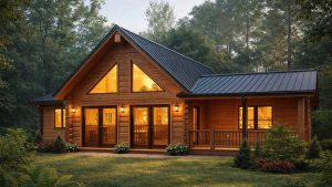 Log Home Front View Exterior - Shiloh